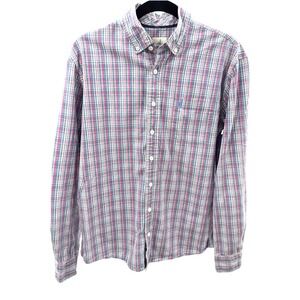 Johnnie-O Hangin Out Button Down Shirt Size M Plaid Cotton Preppy Casual Mens